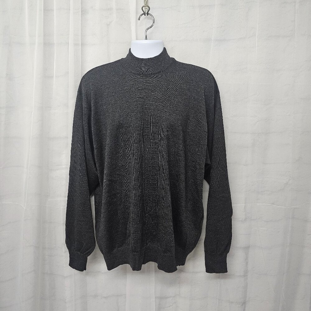 Oggi Moda Gray Turtleneck Wool Preppy Casual Mock Neck Unisex L